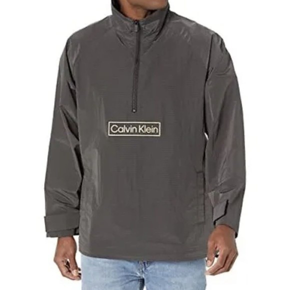 Calvin Klein Mens Relaxed Fit Box Logo Popover Jacket, BLACK BEAUTY, XL *NWT* - Picture 1 of 7